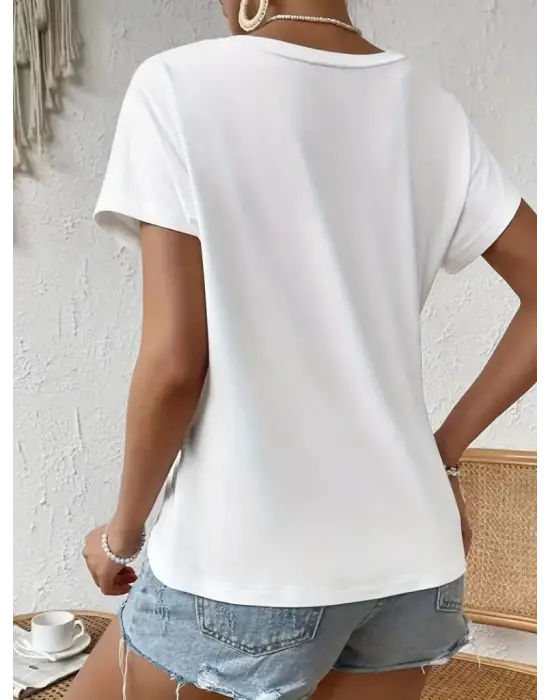 Omarı Asimetrik Kesim Bel Büzgülü Kadın Kısa Kollu Bluz