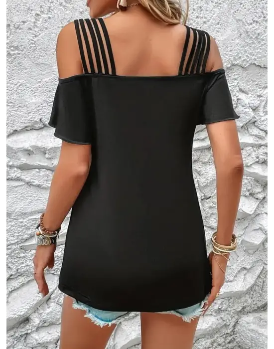 Omarı Şık ve Rahat Kadın Kısa Kollu Bluz