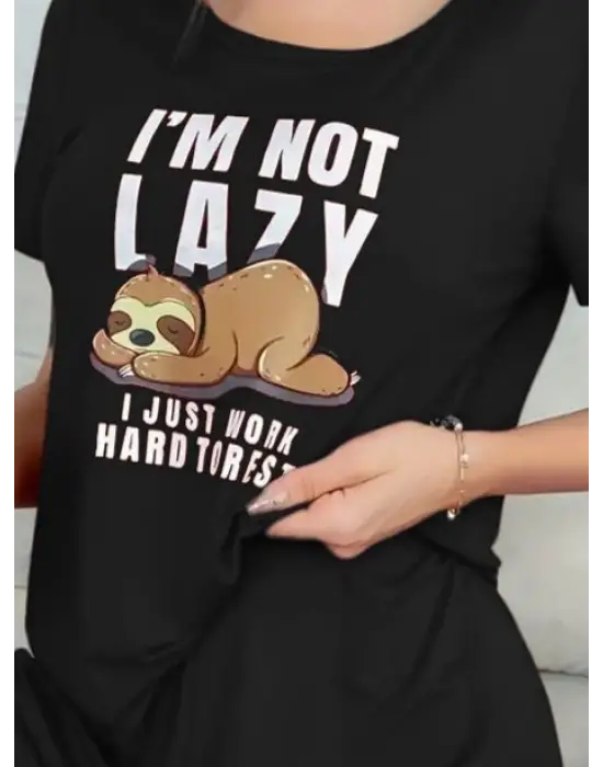 Kadın Kısa Kollu Bisiklet Yaka Baskılı Viskon Bluz Ve şort Ikili Takım