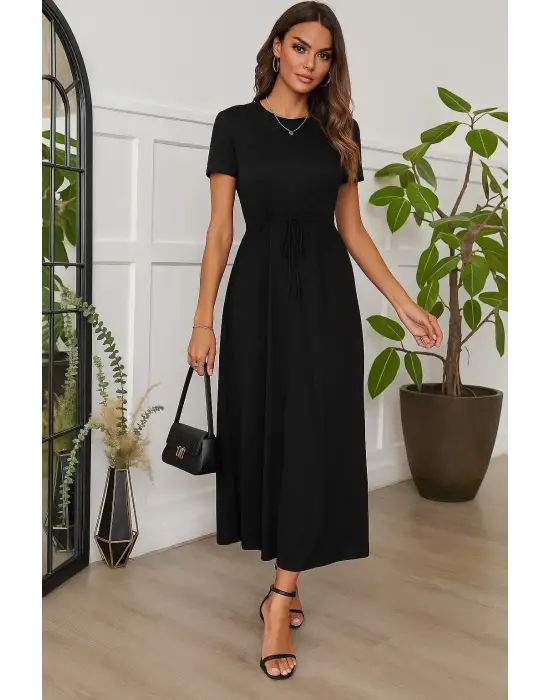 Omarı Şık ve Rahat Kadın Maksi Boy Elbise