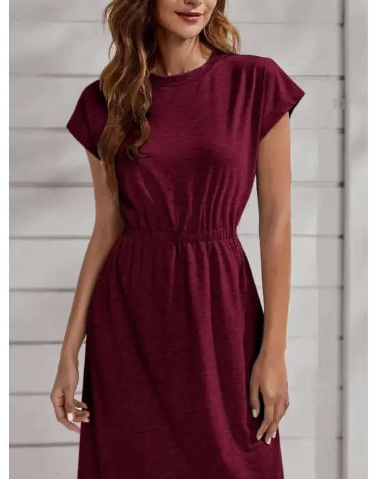 Omarı Fermuar Detaylı Kadın Viskon Elbise