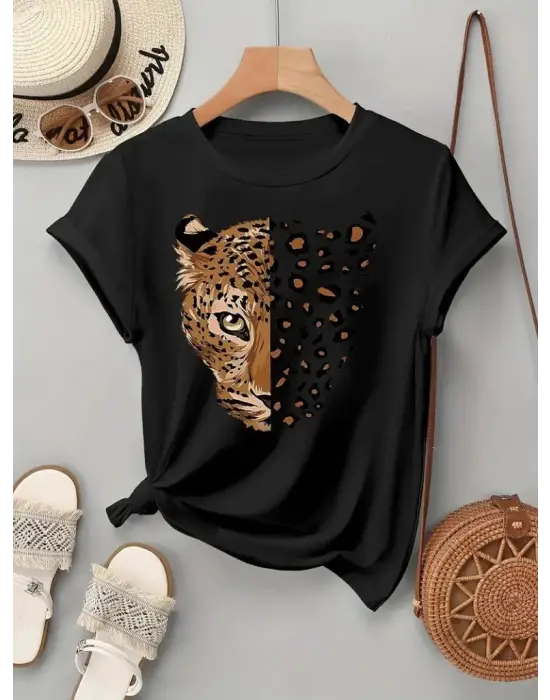 Omarı Bisiklet Yaka Desenli Viskon Bluz