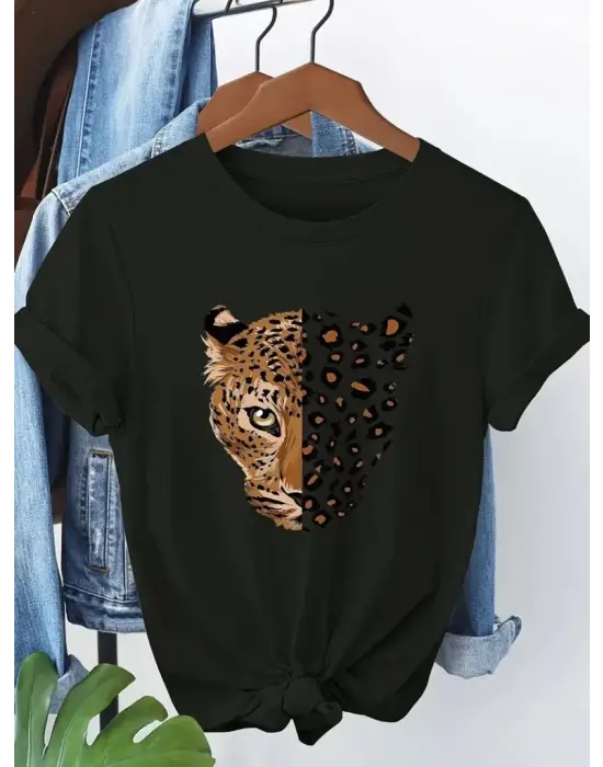 Omarı Bisiklet Yaka Desenli Viskon Bluz