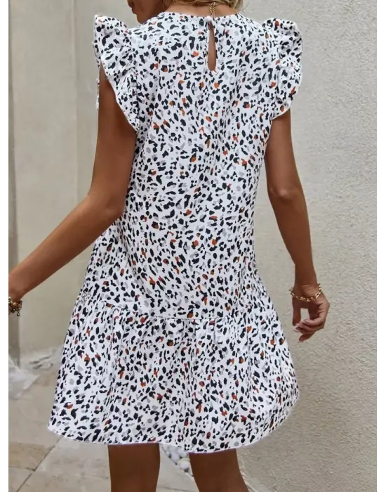 Omarı Rüzgar Estiğinde Dans Eden Etek Ucu Volanlı Elbise