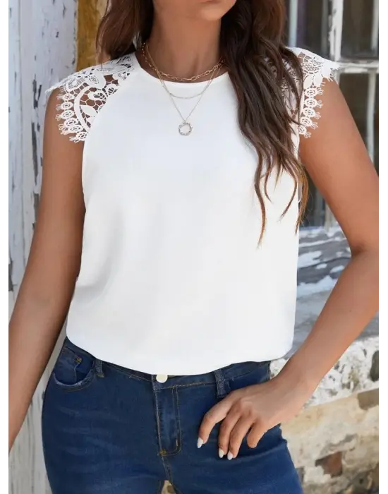 Omarı Hafif Kumaşlı Kadın Kısa Kollu Bluz