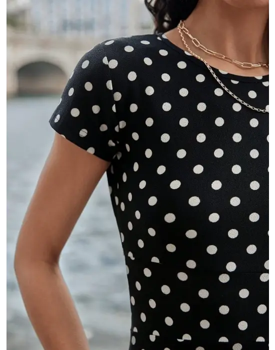 Omarı Puantiyeli Maksi Elbise - Yazın Şıklığına Adım Atın