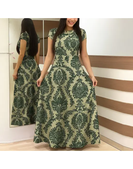 Omarı Puantiyeli Maksi Elbise - Rahat ve Şık Yaz Şıklığı