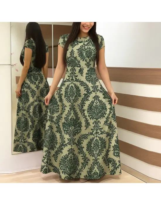 Omarı Puantiyeli Maksi Elbise - Rahat ve Şık Yaz Şıklığı