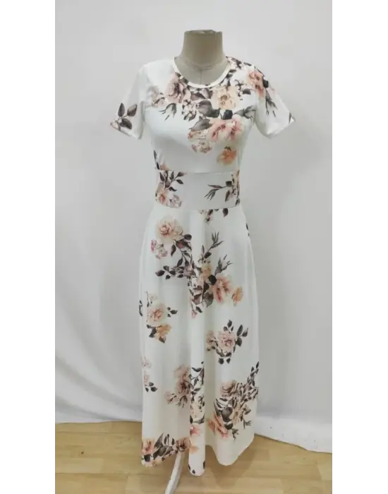 Omarı Elegan Puantiyeli Maksi Elbise