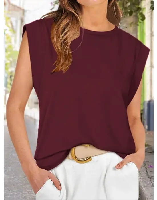 Kadın Kısa Kollu Bisiklet Yaka Viskon Bluz