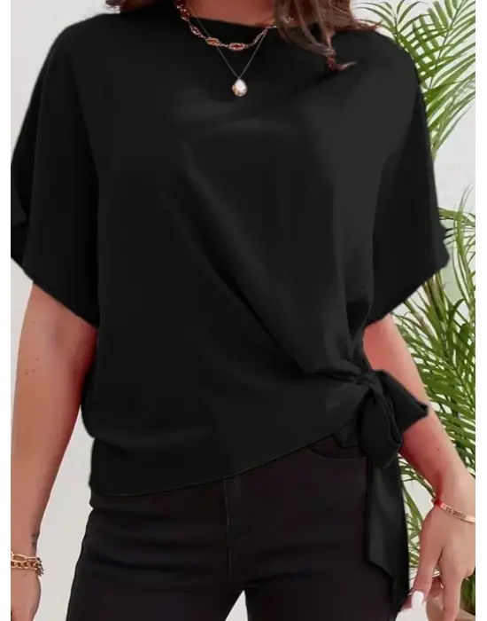 Omarı Kadın Kısa Kollu Aerobin Bluz