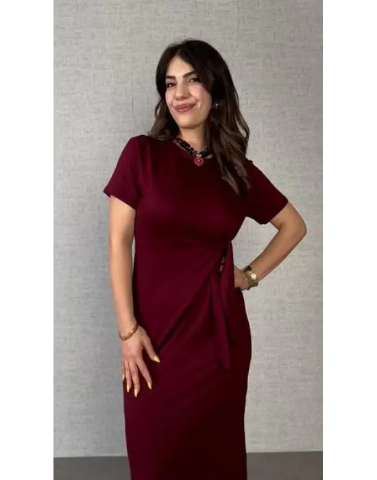 Omarı Kadın Kısa Kollu Yandan Bağlamalı Elbise