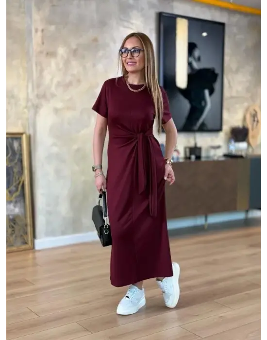 Omarı Kadın Kısa Kollu Yandan Bağlamalı Elbise