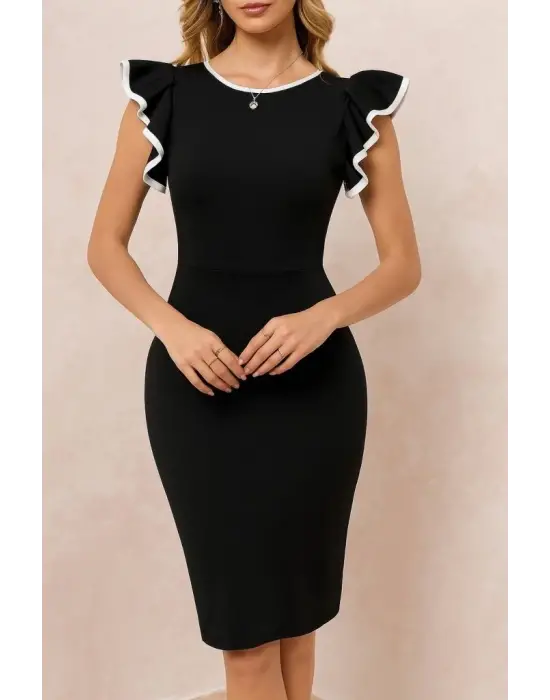 Omarı Kadın Bicipi Elbise Ithal Krep Stil