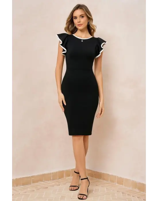 Omarı Kadın Bicipi Elbise Ithal Krep Stil