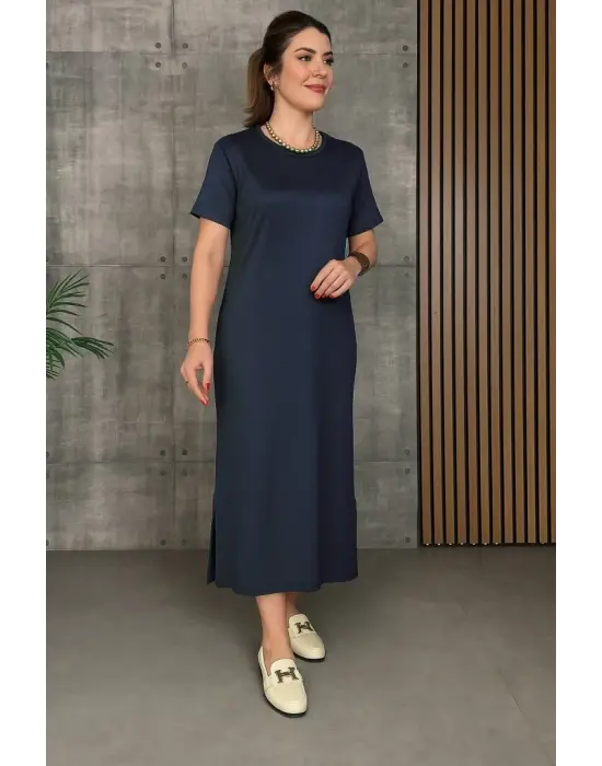 Omarı Kadın Viskon Bisiklet Yaka Elbise