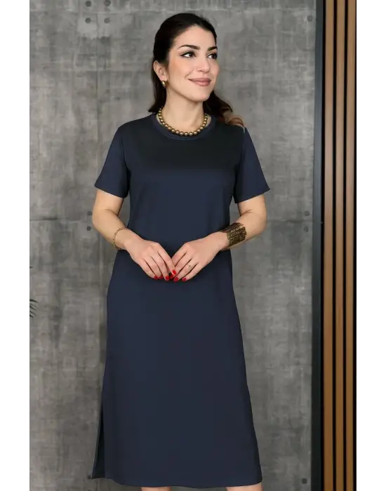 Omarı Kadın Viskon Bisiklet Yaka Elbise