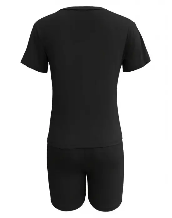 Kadın Kısa Kollu çapa Baskılı Viskon Ikili Takım