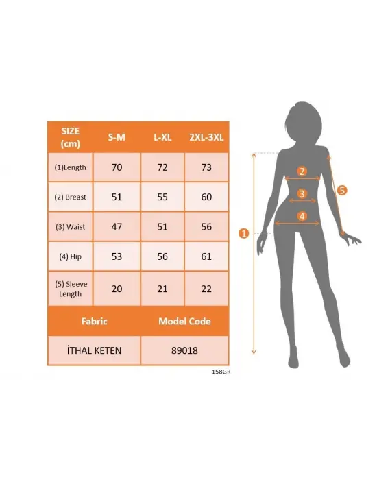 Omarı Havalı V Yaka Çentikli Kısa Kollu Keten Bluz