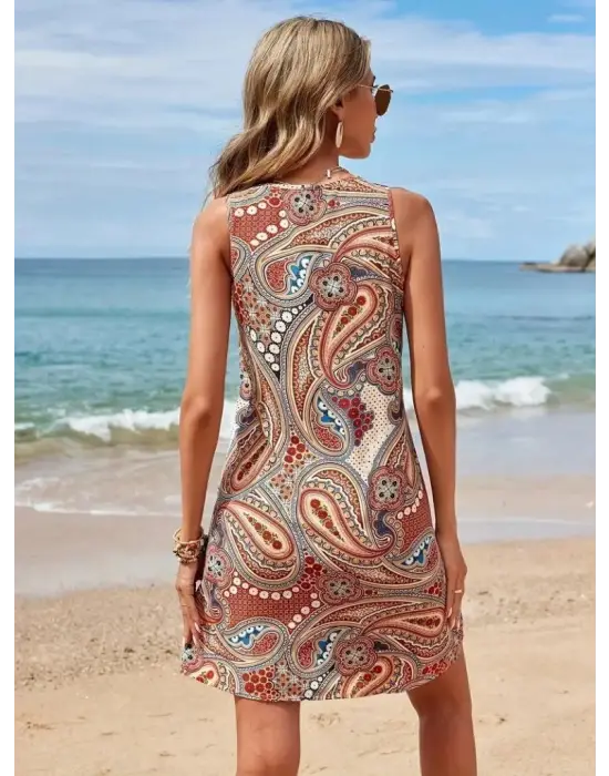 Kadın Kısa Kollu Dantel V Yakalı Desenli Süprem Elbise