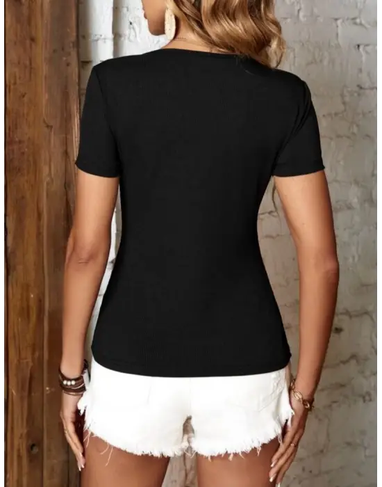 Omarı Fermuarlı Cep Detaylı Kaşkorse Bluz