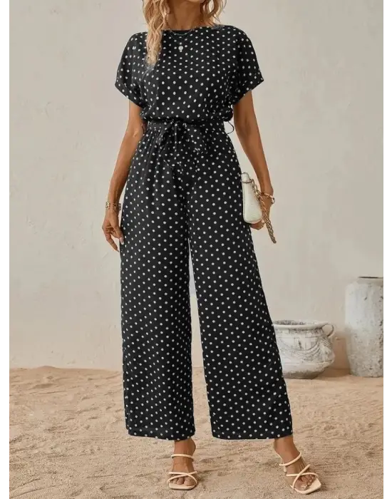 Omarı Belden Kuşaklı örme Krep Tulum Modeli