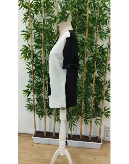 Omarı Asimetrik Kesim Detaylı Kadın Kısa Kollu Bluz