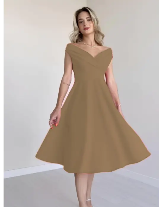 Omarı Kısa Kollu Volan Detaylı Kadın Elbise