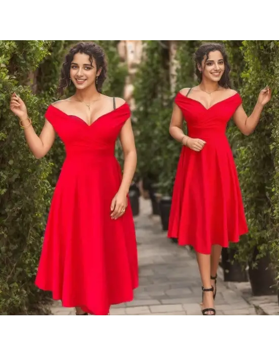 Omarı Şık ve Modern Kadın Eteği - Volan Detaylı Krep Elbise