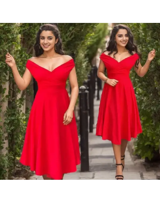 Omarı Şık ve Modern Kadın Eteği - Volan Detaylı Krep Elbise