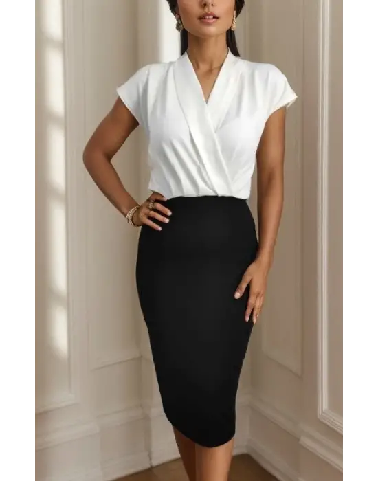 Omarı Şık ve Rahat Kadın Krep Elbise