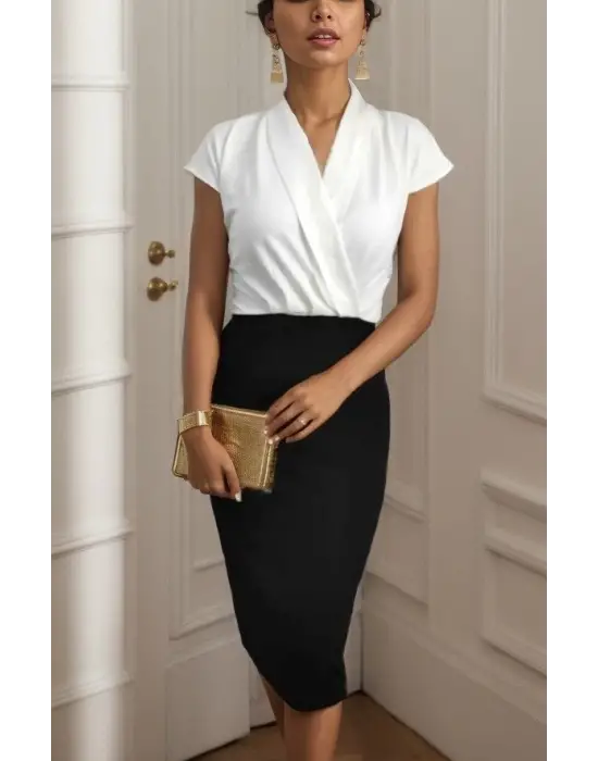 Omarı Şık ve Rahat Kadın Krep Elbise