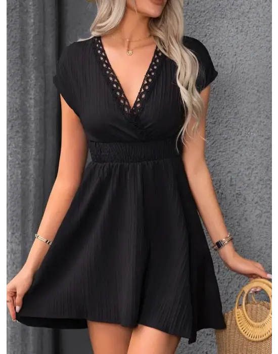 Omarı Şık Kadın Kısa Kollu Bürümcük Elbise