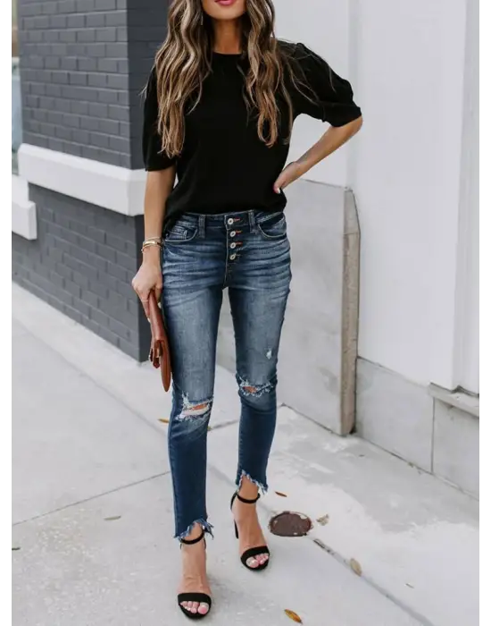 Kadın Kısa Kollu Pileli Balın Kol Bürümcük Bluz