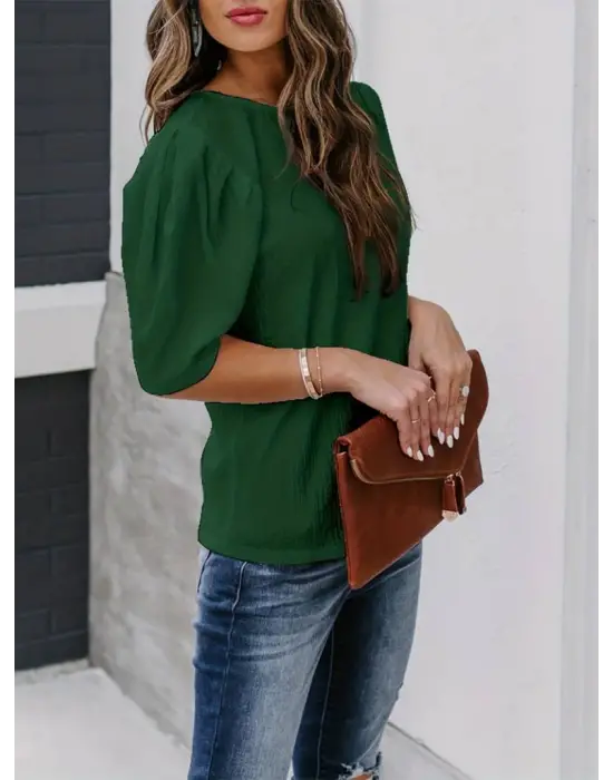 Omarı Pileli Balın Kol Detaylı Bluz