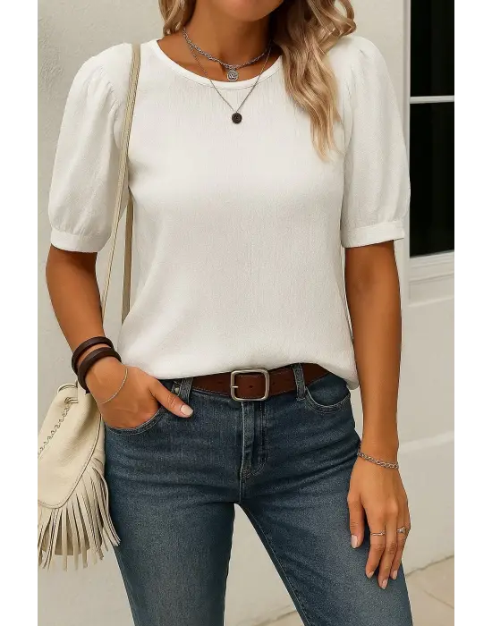 Omarı Kadın Pileli Balın Kol Bürümcük Bluz