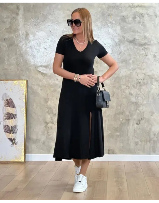 Kadın Kısa Kollu V Yaka Elbise