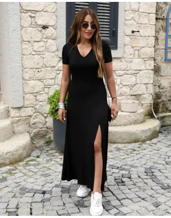 Kadın Kısa Kollu V Yaka Elbise