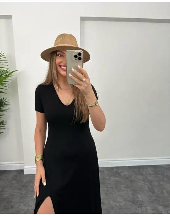 Kadın Kısa Kollu V Yaka Elbise