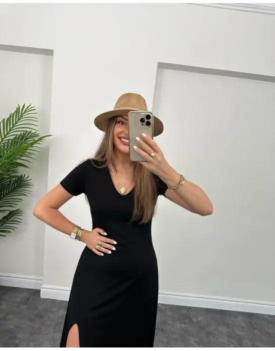 Kadın Kısa Kollu V Yaka Elbise