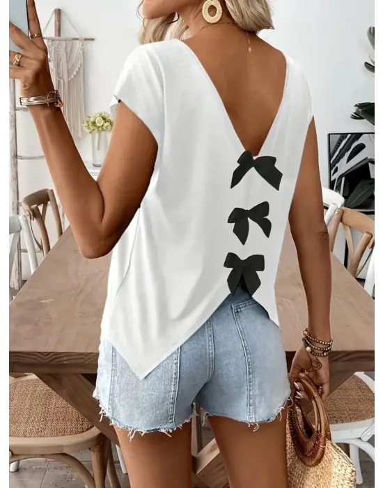 Omarı Zarif V Yakalı İnce Detaylı Kadın Bluz