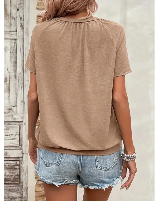 Omarı Büyük Beden Kadın V Yakalı Bluz