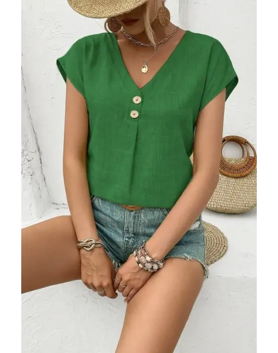 Omarı Trend Keten Bluz Yeni Moda Tasarımı