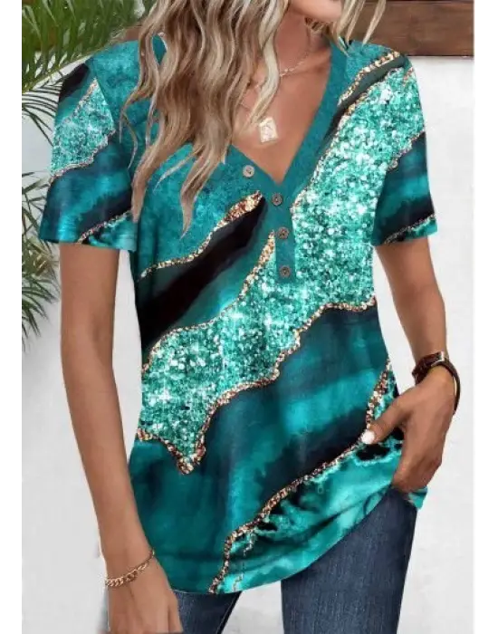 Omarı Etkileyici Desenli Kadın Bluzu