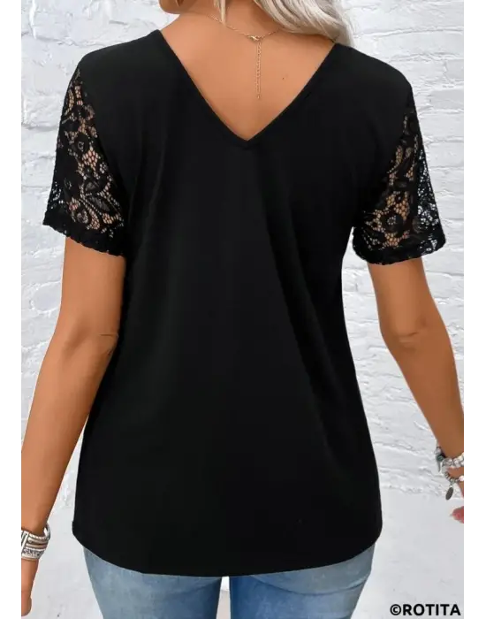 Kadın Kısa Kollu V Yakalı önden Düğmeli Viskon Bluz