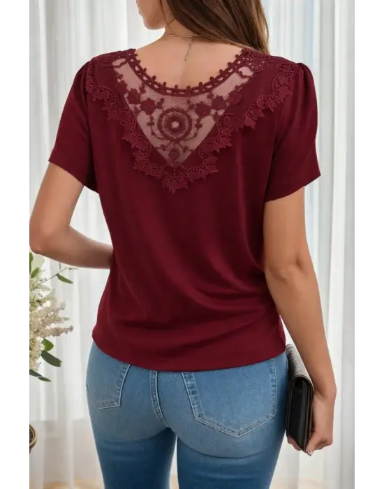 Kadın Kısa Kollu V Yakalı Viskon Bluz