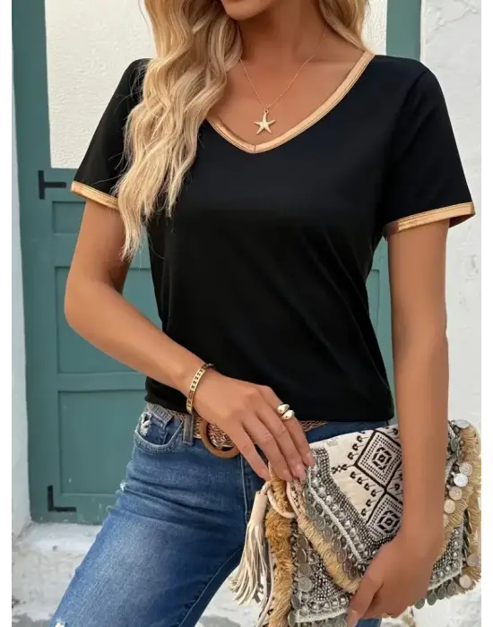 Omarı Şık ve Rahat Kadın V Yakalı Bluz