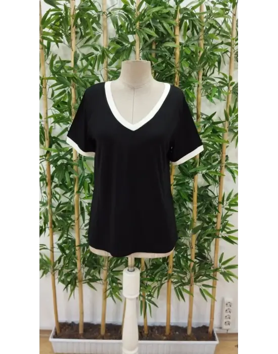 Omarı Sade Şıklıkta Kadın V Yakalı Bluz