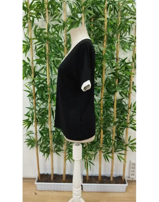 Omarı Sade Şıklıkta Kadın V Yakalı Bluz