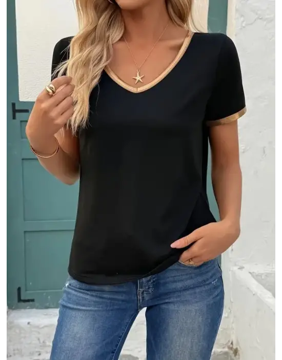 Omarı Şık ve Rahat Kadın V Yakalı Bluz